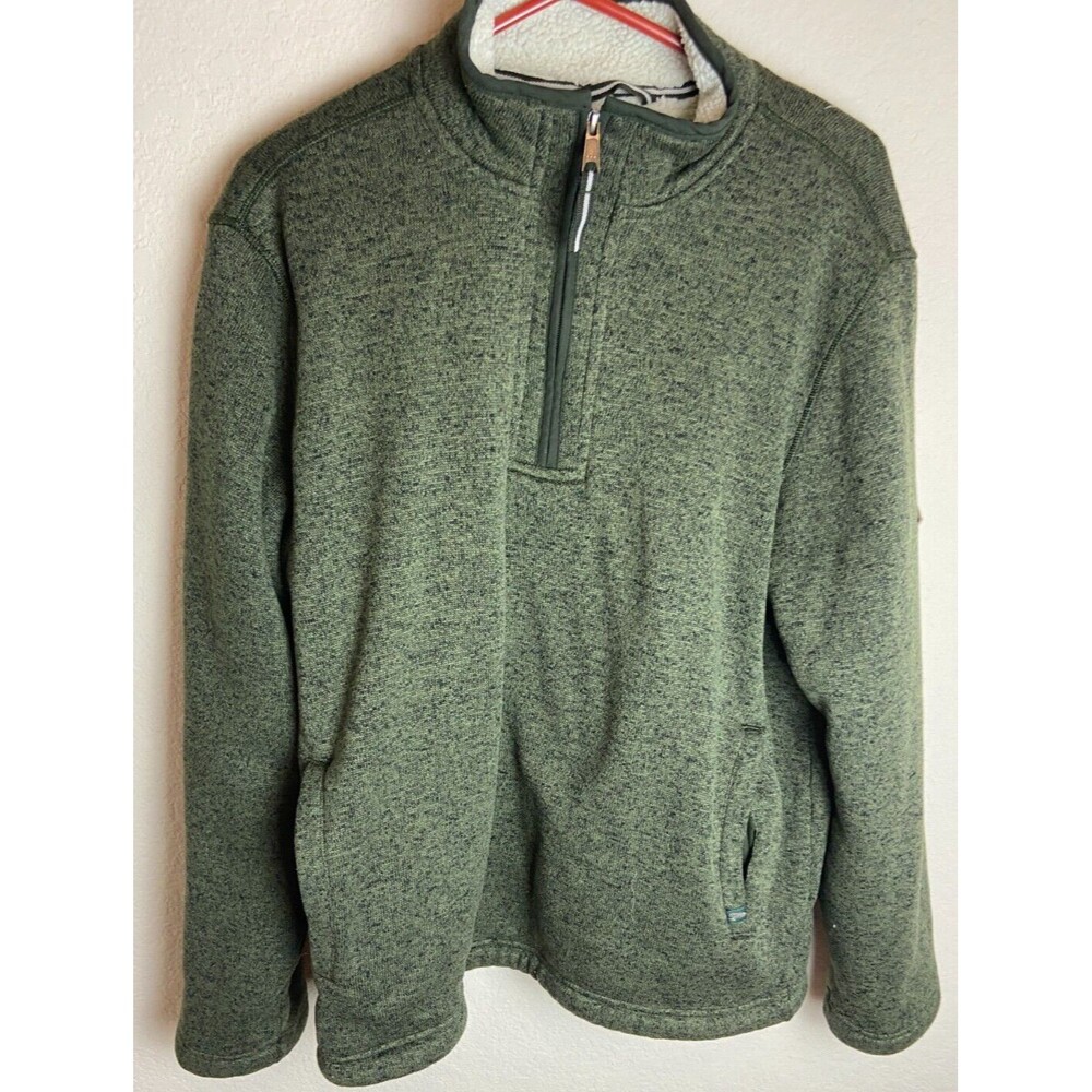 Orvis Classic Collection Mens Sweater Green Size L 1/4 Zip Pockets Long Sleeve